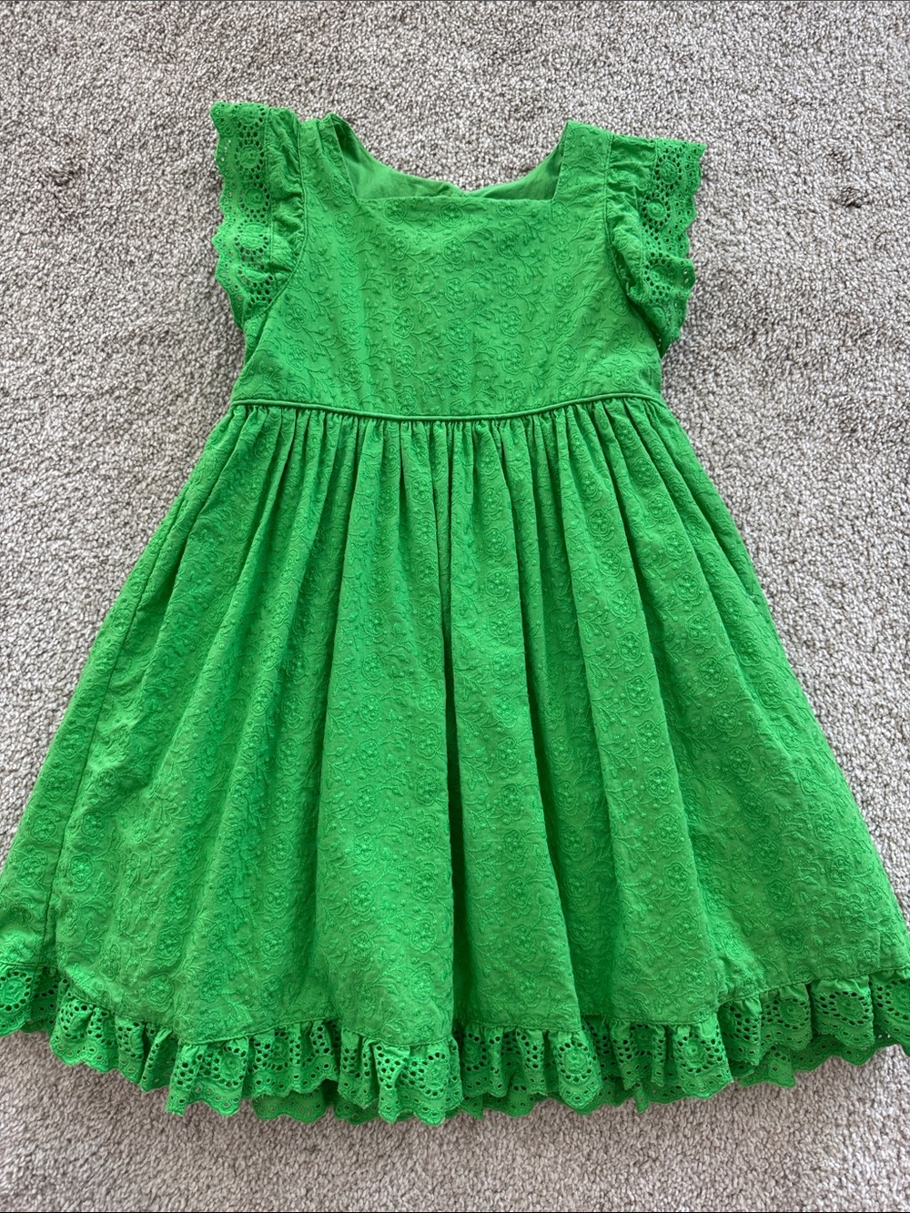 Rachel Zoe Bright Green Eyelet Flutter-Sleeve Dress